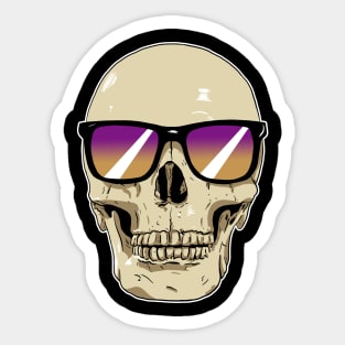 Skull Wearing Sunglasses Purple and Orange Lenses Sticker